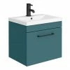 Arezzo Wall Hung Vanity Unit - Matt Green - 500mm 1-Drawer With Matt Black Handle 1 Arezzo Wall Hung Vanity Unit - Matt Green - 500mm 1-Drawer With Matt Black Handle -Arezzo shop AZTG5WHVBK p