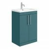 Arezzo Floor Standing Vanity Unit - Matt Green - 600mm With Industrial Style Chrome Handles -Arezzo shop AZTG6FSVCHIS p