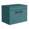 Arezzo Wall Hung Countertop Vanity Unit - Matt Green - 600mm With Matt Black Handle -Arezzo shop AZTG6WHWBK p