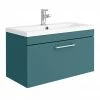Arezzo Wall Hung Vanity Unit - Matt Green - 800mm With Chrome Handle -Arezzo shop AZTG8WHVCH p