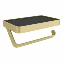 Arezzo Toilet Roll Holder With Shelf - Brushed Brass -Arezzo shop AZTRSBB d2 460