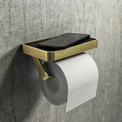Arezzo Toilet Roll Holder With Shelf - Brushed Brass