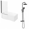Arezzo Round Matt Black Shower Bath + Exposed Shower Pack (1700 B Shaped With Screen + Panel) 1 Arezzo Round Matt Black Shower Bath + Exposed Shower Pack (1700 B Shaped With Screen + Panel) -Arezzo shop AZV17BPAK p