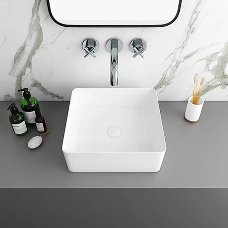 Arezzo 380 x 380mm Gloss White Square Counter Top Basin Arezzo 380 X 380mm Gloss White Square Counter Top Basin -Arezzo shop AZW6276 P1