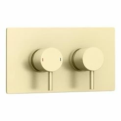 Arezzo Brushed Brass Wall Mounted Slimline Waterfall Bath Filler + Concealed Thermostatic Valve -Arezzo shop AZWF05BB n d 460