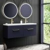 Arezzo Matt Blue Wall Hung Double Basin Vanity Unit (1205mm W. Brushed Brass Handles) 2 Arezzo Matt Blue Wall Hung Double Basin Vanity Unit (1205mm W. Brushed Brass Handles) -Arezzo shop AZWH12BBR1D p