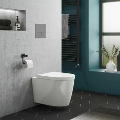 Dual Flush Concealed WC Cistern With Wall Hung Frame + Arezzo Toilet