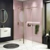 Arezzo 1950mm Brushed Brass Profile Wetroom Screen + Square Support Arm -Arezzo shop BBWS n p