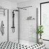 Arezzo 1950mm Matt Black Profile Wetroom Screen + Square Support Arm -Arezzo shop BLKWS prod