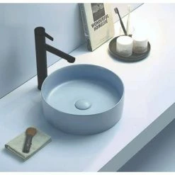 Arezzo Matt Blue Ceramic Unslotted Click Clack Basin Waste -Arezzo shop BLUCW02 nwd1 460