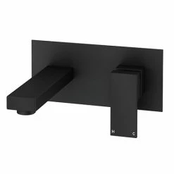 Arezzo Square Matt Black Wall Mounted Basin Mixer Tap