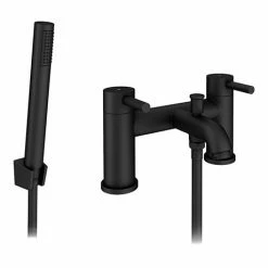 Arezzo Round Matt Black Bath Shower Mixer Tap Incl. Shower Kit