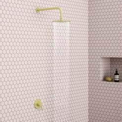 Arezzo Round 200mm Brushed Brass Fixed Shower Head + Wall Mounted Arm -Arezzo shop CRZ2WA BB d2 460