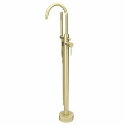 Arezzo Brushed Brass Freestanding Bath Tap With Shower Mixer