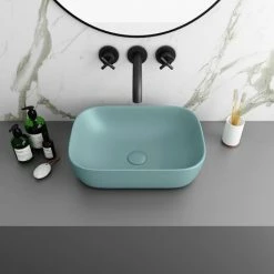 Arezzo Matt Green Ceramic Unslotted Click Clack Basin Waste -Arezzo shop GRNCW02 n d1 460