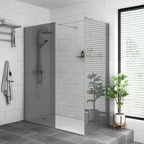 Arezzo 1900mm Grey Tinted Glass Wetroom Screen + Support Arm Arezzo 1900mm Grey Tinted Glass Wetroom Screen + Support Arm -Arezzo shop GTG d1 460