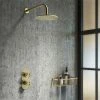 Arezzo Brushed Brass Industrial Style Shower System With Concealed Valve + Head 2 Arezzo Brushed Brass Industrial Style Shower System With Concealed Valve + Head -Arezzo shop IS2BBPK n p