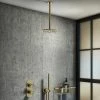 Arezzo Brushed Brass Industrial Style Shower System With Concealed Valve, Handset + Ceiling Mounted Head 1 Arezzo Brushed Brass Industrial Style Shower System With Concealed Valve, Handset + Ceiling Mounted Head -Arezzo shop IS5BBPK n p
