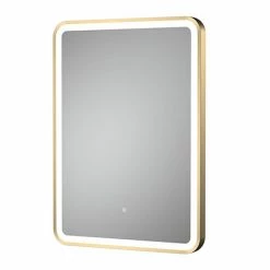 Arezzo 700 X 500mm Brushed Brass LED Touch Sensor Mirror + Anti-Fog