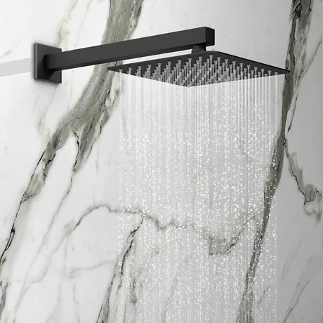 Arezzo Matt Black Square Wall Mounted Shower Arm Arezzo Matt Black Square Wall Mounted Shower Arm -Arezzo shop M345ARMBLACK d1 460