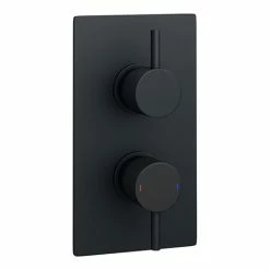 Arezzo Round Modern Twin Concealed Shower Valve With Diverter - Matt Black