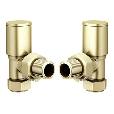 Arezzo Modern Angled Radiator Valves - Brushed Brass Arezzo Modern Angled Radiator Valves - Brushed Brass -Arezzo shop MBBV1 P1
