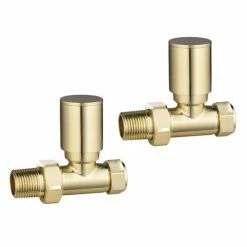 Arezzo Modern Straight Radiator Valves - Brushed Brass 3 Arezzo Modern Straight Radiator Valves - Brushed Brass -Arezzo shop MBBV2 n d1 460