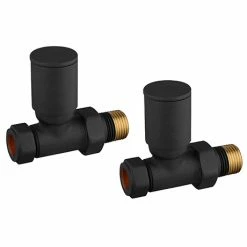 Arezzo Modern Straight Radiator Valves - Matt Black