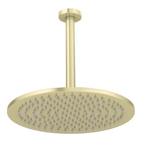 Arezzo Brushed Brass Twin Concealed Shower Valve inc. 300mm Head + 200mm Ceiling Mounted Arm Arezzo Brushed Brass Twin Concealed Shower Valve Inc. 300mm Head + 200mm Ceiling Mounted Arm -Arezzo shop RD32BBPKCM d5 460