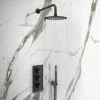 Arezzo Matt Black Round Triple Thermostatic Shower Pack With Head + Handset 2 Arezzo Matt Black Round Triple Thermostatic Shower Pack With Head + Handset -Arezzo shop RD3BLKPK np1