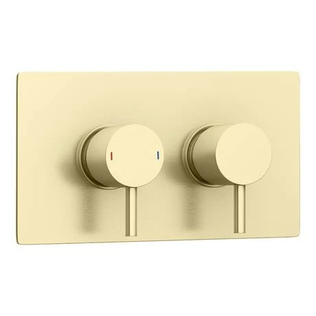 Arezzo Brushed Brass Round Thermostatic Shower Pack with Head + Handset Arezzo Brushed Brass Round Thermostatic Shower Pack With Head + Handset -Arezzo shop RD4BBPK nw d2 460