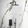Arezzo Matt Black Round Thermostatic Shower Pack With Head + Handset -Arezzo shop RD4BLKPK nw p
