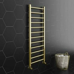 Arezzo 1200 X 500mm Brushed Brass Straight Heated Towel Rail
