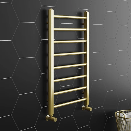 Arezzo 800 x 500mm Brushed Brass Straight Heated Towel Rail Arezzo 800 X 500mm Brushed Brass Straight Heated Towel Rail -Arezzo shop RDBBT85 n p