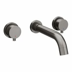 Arezzo Round Gunmetal Grey Wall Mounted (3TH) Bath Filler Tap