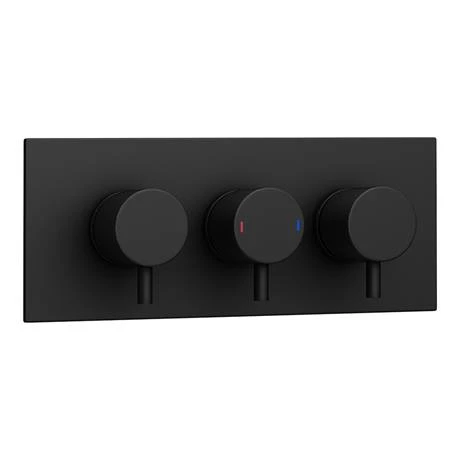 Arezzo Round Modern Triple Concealed Shower Valve - Matt Black Arezzo Round Modern Triple Concealed Shower Valve - Matt Black -Arezzo shop RTSV BLK n d4 460