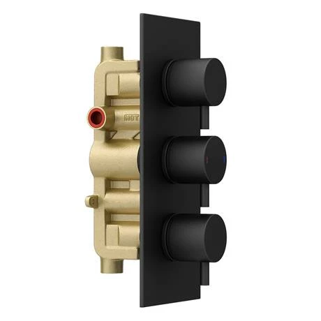 Arezzo Round Modern Triple Concealed Shower Valve - Matt Black Arezzo Round Modern Triple Concealed Shower Valve - Matt Black -Arezzo shop RTSV BLK n d5 460
