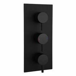 Arezzo Round Modern Triple Concealed Shower Valve - Matt Black