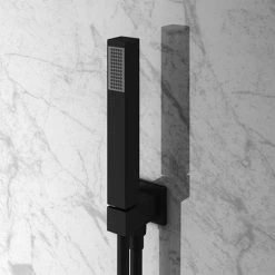 Arezzo Matt Black Square Triple Thermostatic Shower Pack With Head + Handset -Arezzo shop SQ3BLKPK nd3 460