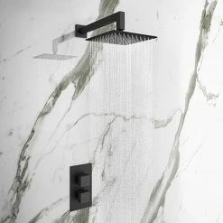 Arezzo Matt Black Square Shower Package (inc. Valve, 200 X 200 Square Head And 90-Degree Bend Arm)