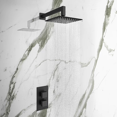 Arezzo Matt Black Square Shower Package (inc. Valve, 200 x 200 Square Head and 90-Degree Bend Arm) Arezzo Matt Black Square Shower Package (inc. Valve, 200 X 200 Square Head And 90-Degree Bend Arm) -Arezzo shop SQ4BLKPK new p