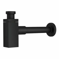 Arezzo Square Matt Black Modern Basin Bottle Trap