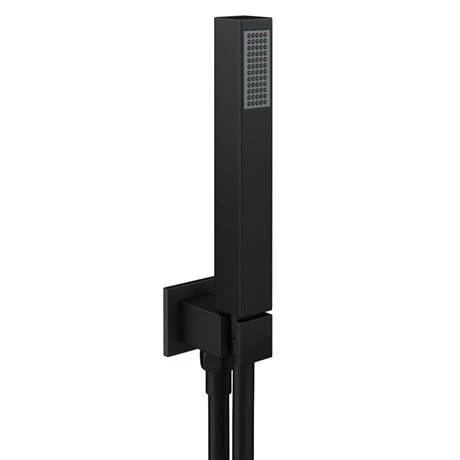 Arezzo Square Matt Black Outlet Elbow with Parking Bracket, Flex & Handset Arezzo Square Matt Black Outlet Elbow With Parking Bracket, Flex & Handset -Arezzo shop SQHSBLK d1 460