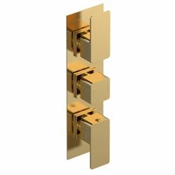 Arezzo Venice Cubo Triple Thermostatic Shower Valve - Brushed Brass