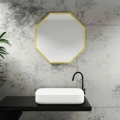 Arezzo Brushed Brass 600mm Octagon Mirror -Arezzo shop VEN6OCBB D1 460