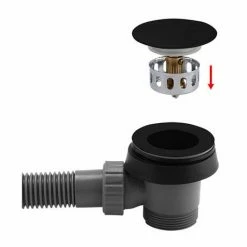 Arezzo Matt Black Easy Clean Click Clack Bath Waste With Overflow 4 Arezzo Matt Black Easy Clean Click Clack Bath Waste With Overflow -Arezzo shop WA900EK D2 460