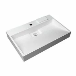 Arezzo 600mm Wall Mounted / Countertop Stone Resin Basin With Hidden Waste Cover -Arezzo shop WMC6PMB d2 460