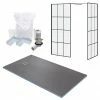 Arezzo 1600 X 900 Wetroom Enclosure Pack - Matt Black Grid